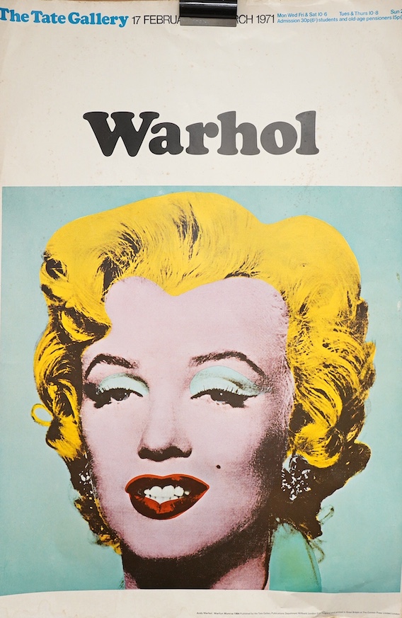 A 1971 Tate gallery Warhol Exhibition advertising poster, 51cm wide, 76cm high. Condition - fair